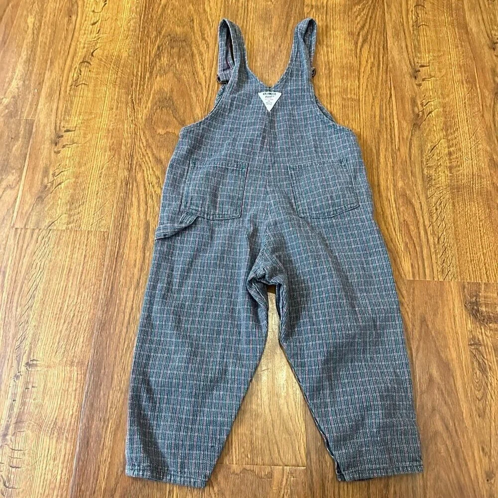 Vintage Oshkosh plaid overalls paper tag